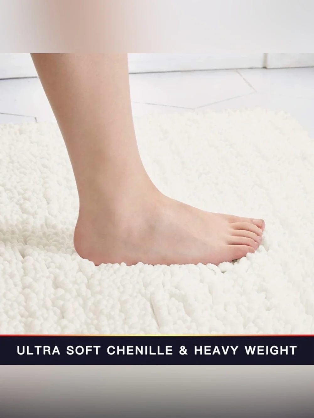 Walensee Cozy Life Ivory Chenille Bath Rug 36 by 24
